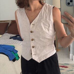 Banana Republic Cream Button-Down vest